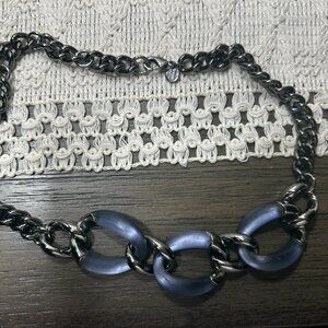 Alexis Bittar Lucite and Gunmetal Link Necklace